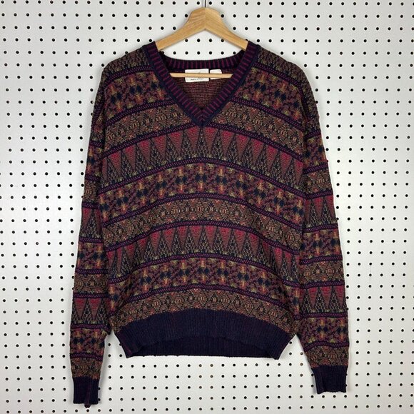 Walter Hagen Italian Made Knit Sweater Men's Medium Multicolor Coogi STYLE Italy - Picture 1 of 6